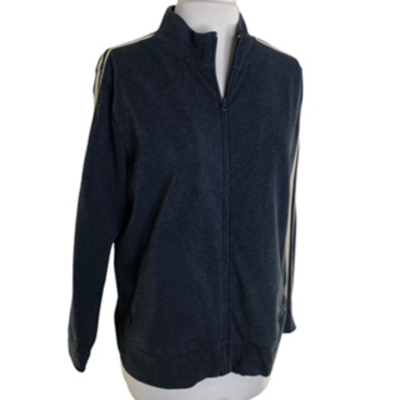 No Brand Label Full Zip Sleep Stripe Side Pockets Warmup Jacket Size L - Picture 1 of 6